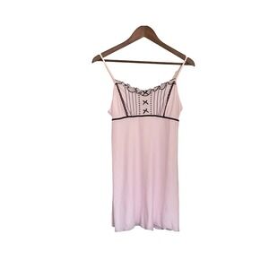 Apt. 9 Intimates Pink Slip Dress Black Lace Trim Women's Size M